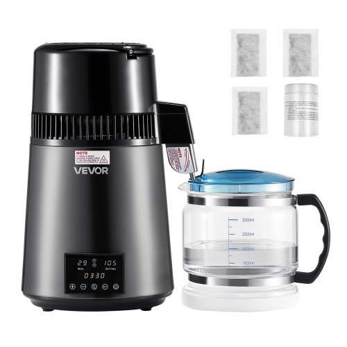 4L Water Distiller Home Countertop Purifier Machine 1750W Stainless Steel Glass