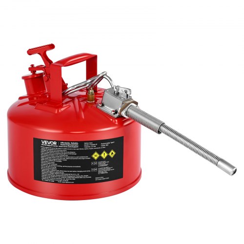 

VEVOR Safety Gas Can, 2.5 Gallon Type II Red Safety Can for Gasoline with Stainless Steel Flame Arrester, Self-Closing Lid & Flexible Metal Spout, Carbon Steel Flammable Storage with Ergonomic Handle