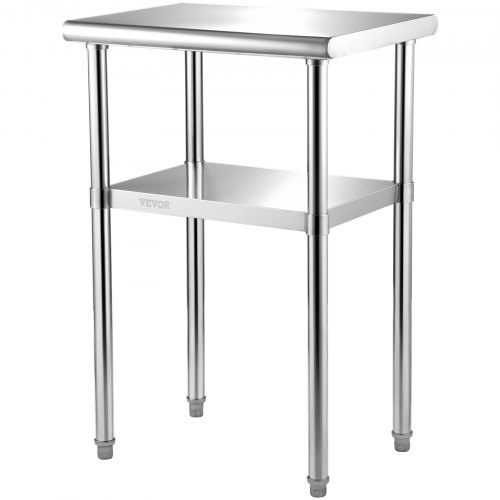 Vevor Stainless Steel Prep Table, 24 X 18 X 36 Inch, 600Lbs Load Capacity Heavy Duty Metal Worktable With Adjustable Undershelf & Feet, Commercial Wor-image