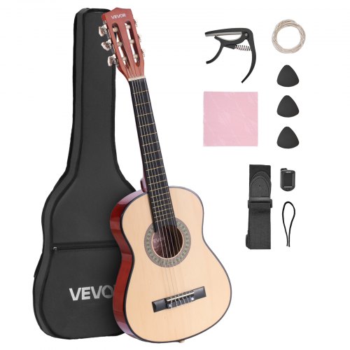 VEVOR Classical Guitar 30 in Guitar Beginner Starter Kit Nylon Strings Natural