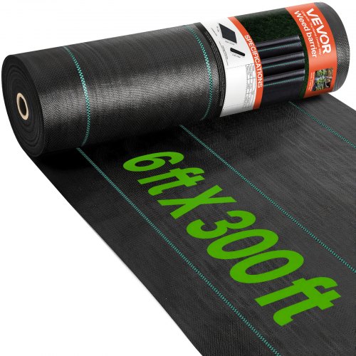 Vevor Weed Barrier Landscape Fabric, 6*300FT Heavy Duty Garden Weed Fabric, Woven Pp Weed Control Fabric, Driveway Fabric, Geotextile Fabric For Lands-image