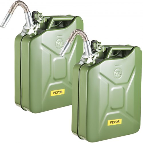VEVOR Oil Can 5.3 Gal / 20L Fuel Can with Flexible Spout 2PCS Green