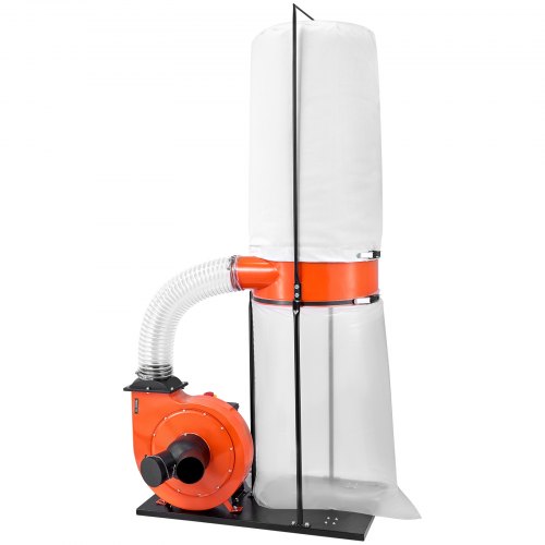 VEVOR Dust Collector, 1100 CFM 2.5 Micron Vortex Cone Dust Collectors, 1.5HP Sawdust Collection System with132.5L Dusts Collector Bag & 159L Filter Bag, 2800 RPM High Speed, for Wood Chips