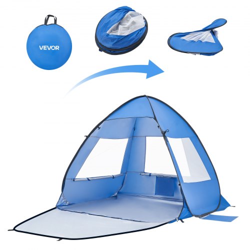 VEVOR Beach Tent Sun Shelter for 2 Person, UPF 50+ Protection, Portable Sun Shade Canopy with Carrying Bag & Sand Pockets, Lightweight and Easy Setup