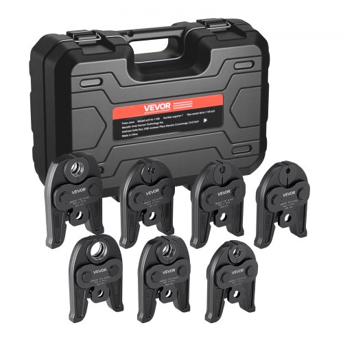 

VEVOR 7PCS Pressing Jaws 1/4" to 1-1/8" for RLS Copper Pipes, Compatible with Standard Press Tools, Suitable for High Pressure HVAC/R Applications - with Case
