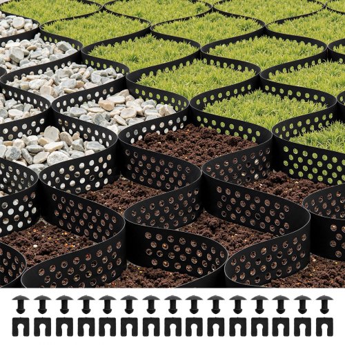 

VEVOR Gravel Grid, 3 Inch Depth, 17.06 x 8.86 FT / 5200 x 2700 mm, 1880 LBS Per Sq ft Grass Ground Retainer, Permeable Geo Grids Driveway Stabilization, for Garden, Patio, Walkway, RV Parking Slopes