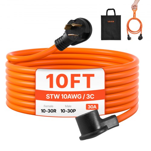 

VEVOR 10 ft Dryer Extension Cord 3-Prong NEMA 10-30P to 10-30R Dryer Cord 30A