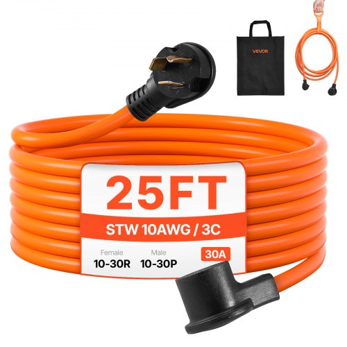 

VEVOR 25 ft Dryer Extension Cord 3-Prong NEMA 10-30P to 10-30R Dryer Cord 30A
