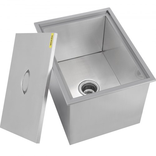 35*30 Cm Drop In Ice Chest Bin With Cover Handle Water Pipe 304 Stainless Steel