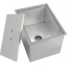 34.5x32cm Drop In Ice Chest Bin With Cover Handle Water Pipe 304 Stainless Steel