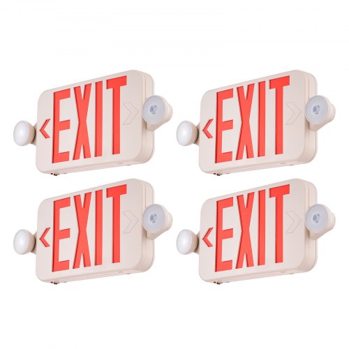 

VEVOR LED Exit Sign with Emergency Lights, Two LED Adjustable Heads Emergency Exit Light with Battery Backup, Combo Red Letter Fire Exit Lighting, Commercial Exit Signs for Business, UL Listed, 4 Pack