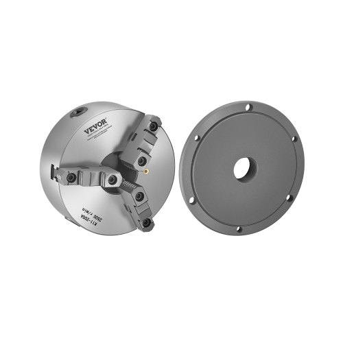 VEVOR 3-Jaw Lathe Chuck, 8 Inch (200 mm), Self-Centering Chuck with 2 1/4 in-8 Threaded Backing Plate, 0.16-7.87 in (4-200 mm) Clamping Range with T-wrench Screws, HT300 Material, for Wood Metal Lathe