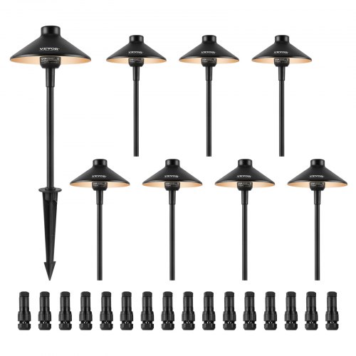 Vevor 8 Pack Low Voltage Landscape Path Lights, 3W 210LM 12V-24VAC/DC Outdoor Led Pathway Lighting, 3000K Warm White Walkway Lights With Quick Connect-image