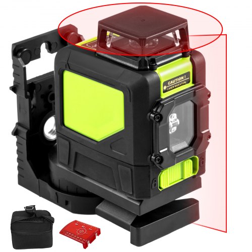 

Rotary Laser Level Kit Self-leveling 5 Line Red Beam 98' Range 3d Cross 360°