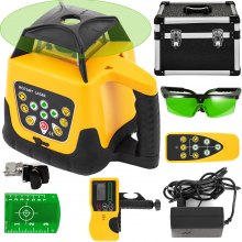 VEVOR Rotary Laser Level Green Beam 500m Range Slope Adjustable 360° Spinning Accurate with Remote Control Receiver Carrying Case