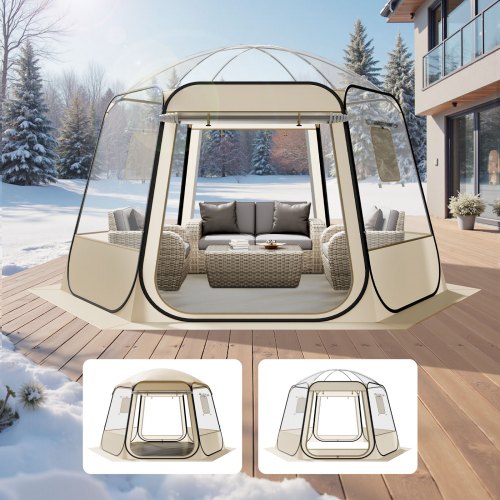 

VEVOR Pop up Bubble Tent, 11 x 10.2 ft Waterproof & UV-Resistant, Clear Camping Tent Shelter, Outdoor Garden Dome Igloo Tents with Windows, 540° Panoramic View, for 8-10 Persons Patio Backyard
