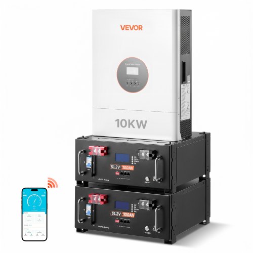 VEVOR Home Power Station Backup Power, 5120Wh, LiFePO4 Lithium Battery, Support Communication, Bluetooth and WiFi, AC 10000W Inverter, Fast Charge, for Home Backup, Emergency, Solar System Components