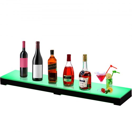 Cozyel 24 Inch 1 Step LED Lighted Liquor Bottle Display Illuminated Liquor Bottle Bar Display Stand LED Display Shelf 1 Tier Home Commercial Bar Drinks Lighting Shelves with Remote Control 
