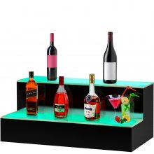 VEVOR LED Lighted Liquor Bottle Display Shelf LED Bar Bottle Display 16'' 2-Step