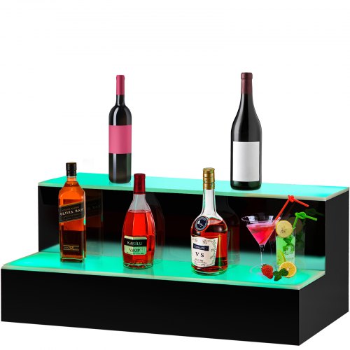 Nurxiovo LED Lighted Liquor Shelf 20 inches Bottle Display Stand Illuminated Home and Commercial Bar Shelves Rack with RF Remote Control 