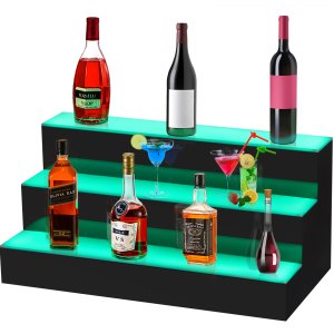 Acrylic Lighted Bottle Display with Remote & App Control 32-inch LED Bar Shelves for Liquor VEVOR LED Island Liquor Bottle Display Shelf 3-Step Lighted Liquor Bottle Shelf for Home/Commercial Bar 