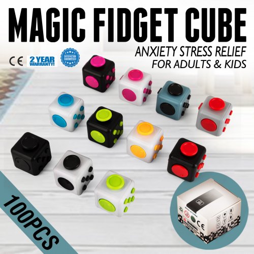 Magic Fidget Cube Anxiety Stress Relief Focus 6-side Black Calm Toy Gift Random 