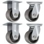 2 Rigid And 2 Swivel 4" Cast Iron Casters Dollies Freight Terminals Zinc Plating