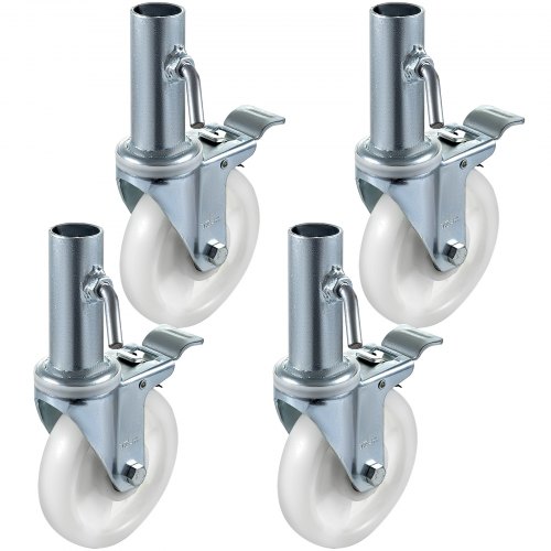 4 Pack 5" Heavy Duty Scaffolding PP Swivel Caster With Dual Locking 260LBS Capacity Per Wheel