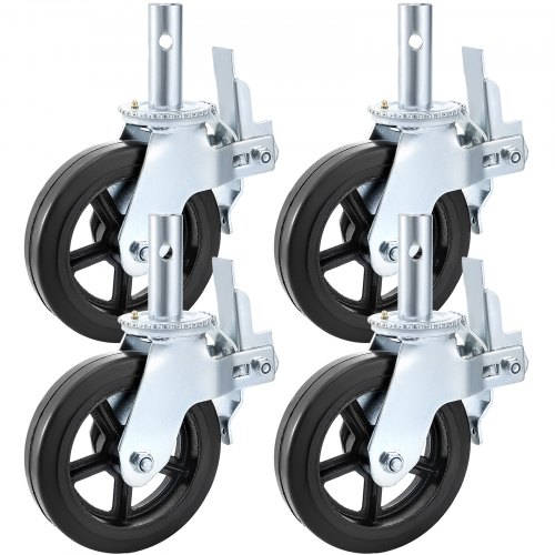 Vevor 4 Pack 8 Inch Iron Core Polyurethane Swivel Caster With Dual Locking Brake Adjustable Legs 1100LBS Capacity Per Wheel-image