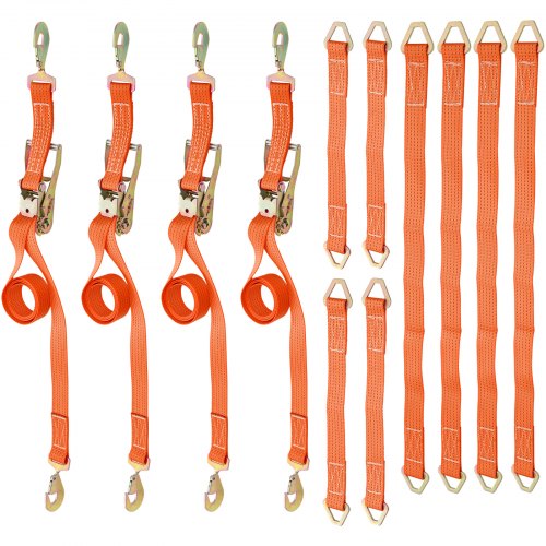 VEVOR Ratchet Tie Down Strap Ratchet Strap 15.6 Ft 2 In Orange 12pcs Fastening