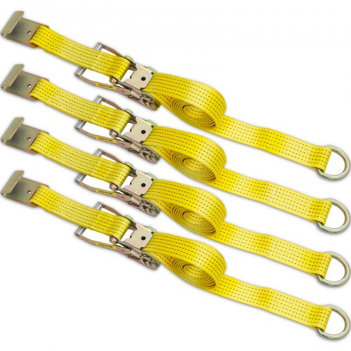 VEVOR Ratchet Tie Down Straps, 2'' x 9.8' Heavy Duty Ratchet Straps with Single Hook, 4000 lbs Working Load, 4 Pack Tie Down Set for Moving Motorcycle, Cargo & Daily Use