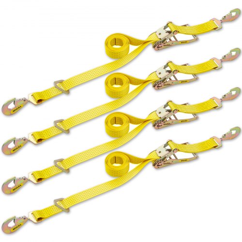 VEVOR Ratchet Tie Down Straps, 2'' x 15.6' Heavy Duty Ratchet Straps with Snap Hooks, 4000 lbs Working Load, 4 Pack Tie Down Set for Moving Motorcycle, Cargo & Daily Use