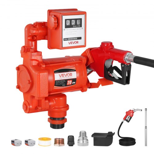 

VEVOR Fuel Transfer Pump 110V, 20 GPM 76 L/min, AC Electric Oil Transfer Pump, with Meter, Auto Shut-Off Fuel Nozzle & Discharge Hose, High Flow for Gasoline, Diesel, Kerosene, Biodiesel, Ethanol