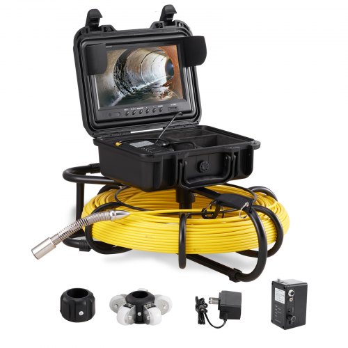 

VEVOR Sewer Camera, 300 ft/91.5 m, 9" Screen Pipeline Inspection Camera with DVR Function, Waterproof IP68 Camera w/12 Adjustable LEDs, w/a 16G SD Card, for Sewer Line, Home, Duct Drain Pipe Plumbing