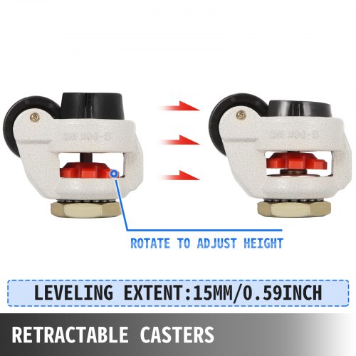 4 Pack Leveling Casters Heavy Duty 1102lbs/Per GD-80S Stem Mounted Footmaster 
