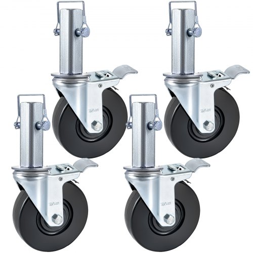 

VEVOR 5" Scaffolding Rubber Swivel Caster w/ Dual Lock 440LBS Capacity 4 Pack