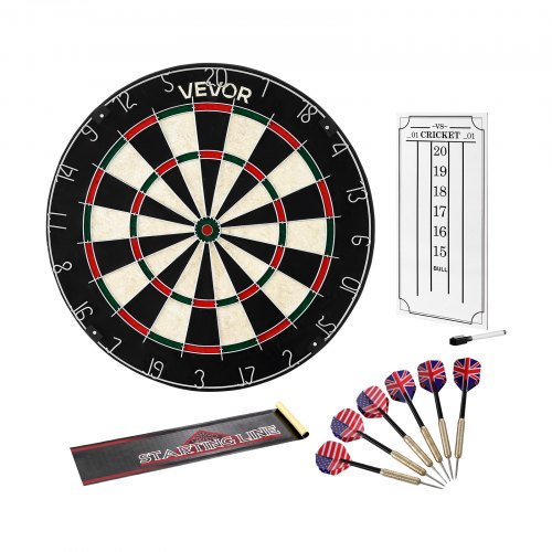 VEVOR Dartboard with 6 Darts & Scoring Kit, Self-Healing Sisal Fibers Dartboard with Staple-Free Bullseye & Rotating Number Ring, 17.7" Professional Steel Tip Dart Board Set for Home Party Game Rooms JMFBPTRJM135TFOQI001V0