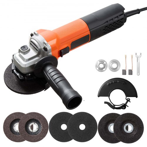 VEVOR Angle Grinder, 4.5" Electric Grinder Power Tool, 1400W 13Amps 3000 - 12000RPM Variable Speed Angle Grinders with 2 Cutting Wheels, 2 Grinding Wheels & 2 Flap Discs for Metal Grinding, Cutting