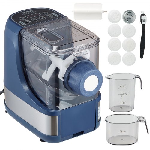 Vevor Electric Pasta Maker, 150W Automatic Noodle Maker Machine with 8 Pasta Shapes, 4 Intelligent Modes, 500g Flour Capacity Pasta Maker Machine with Measuring Cups, Cleaning Brush for Home Kitchen