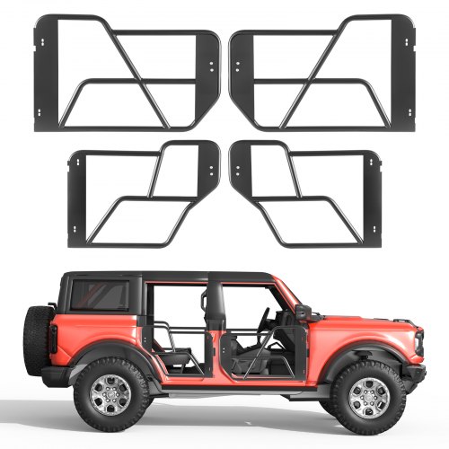 

VEVOR Tube Doors, 4-Door, Compatible with 2021-2026 Ford Bronco (Excluding Bronco Sport), Steel Off Road Front & Rear Tubular Half Doors with Rubber Pads, Heavy-Duty Hinges, OE Latch & Limit Straps