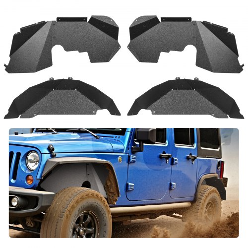 

VEVOR Inner Fender Liner, Front & Rear Fender Liner Compatible with 2007-2018 Jeeps JK/JKU 2/4 Doors, Steel Mud Guards Bolt-on Style Fenders Flare, Wheel Well Cover Fenders Flare Liners, Black