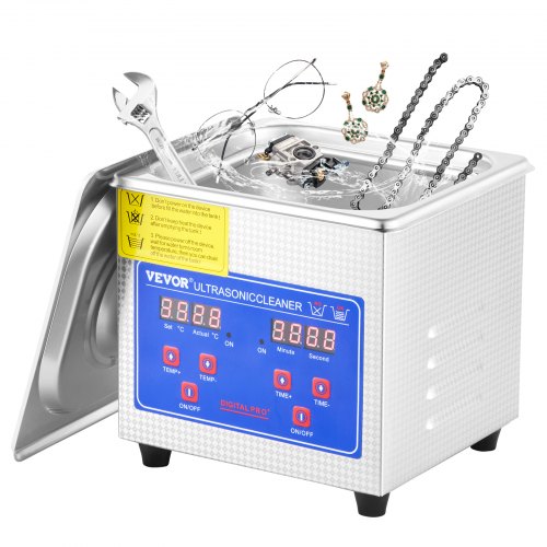 

VEVOR Ultrasonic Cleaner 1.3L Professional Ultrasonic Cleaner with Digital Timer 40kHz Excellent Ultrasonic Cleaning Machine 110V for Jewelry Watch Ring Coin Diamond Eyeglasses Small Parts Cleaning