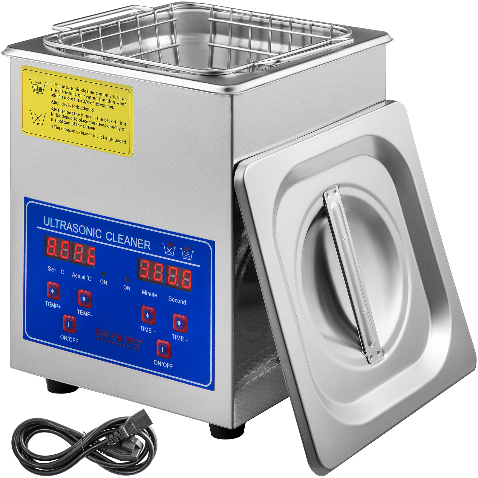 VEVOR Ultrasonic Cleaner 2L Stainless Steel Digital Jewerly Lab Cleaner w/ Timer