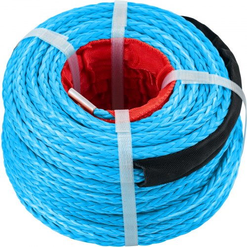 Vevor Synthetic Winch Rope Winch Line Cable 3/8",100',18740lbsfor Tow, Blue