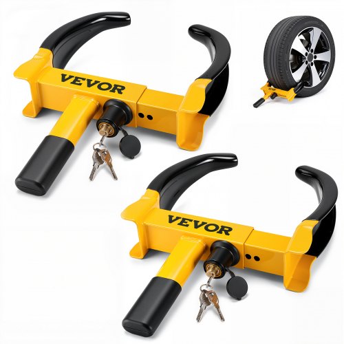 Vevor Wheel Lock, 2 Packs Universal Wheel Clamp Lock, Adjustable Anti Theft Trailer Lock Wheel Clamp, Heavy-Duty Steel Tire Lock For Atv Rv Suv Car Go-image