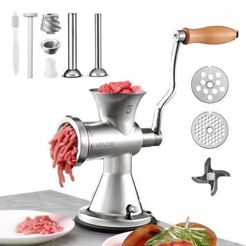 VEVOR Meat Grinder Manual 304 Stainless Steel Hand Operated Meat Grinder Multifunctional Crank Sausage Maker Coffee Powder Grinder for Household for Beef Chicken Pepper Mushroom Coffee