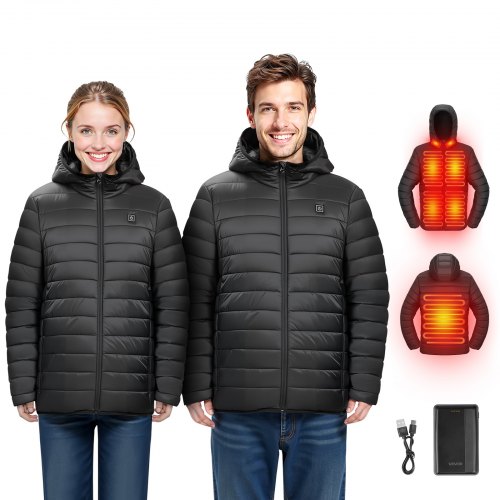 

VEVOR Heated Jacket for Women with 7.4V Battery, Soft Shell Electric Heating Coat, Windproof Lightweight Outerwear with 4 Heating Zones & 3 Heat Settings, for Hiking, Outdoor Work, Black, L Size