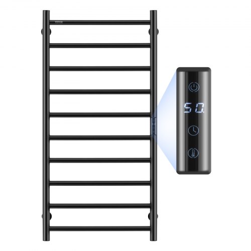 

VEVOR 10-Bar Towel Warmer Rack Wall Mounted Heated Towel Rack for Bathroom Black