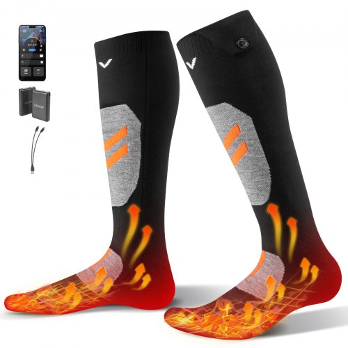 VEVOR Electric Heated Socks 5000mAh XL Size Rechargeable Heated Socks for Hiking