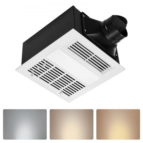 VEVOR Bathroom Exhaust Fan with Light and Heater, 80-90-110 CFM 1500W Bathroom Vent, 1.5 Sones Low-Noise, Premium DC Motor Ceiling Fan for Laundry Roo-image-010665959097